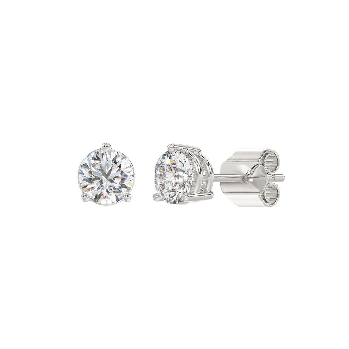 1.5 CT Lab-Grown Diamond Stud Earrings – 14K White Gold – F-G VS