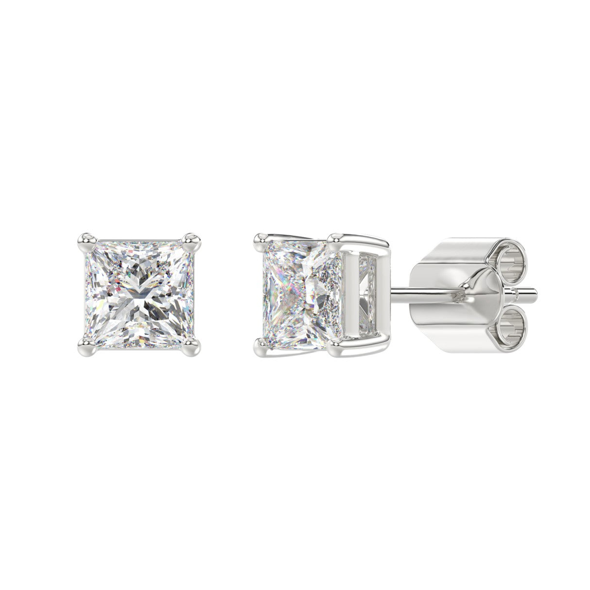 2.5 CT Lab-Grown Diamond Stud Earrings – 14K White Gold – F-G VS