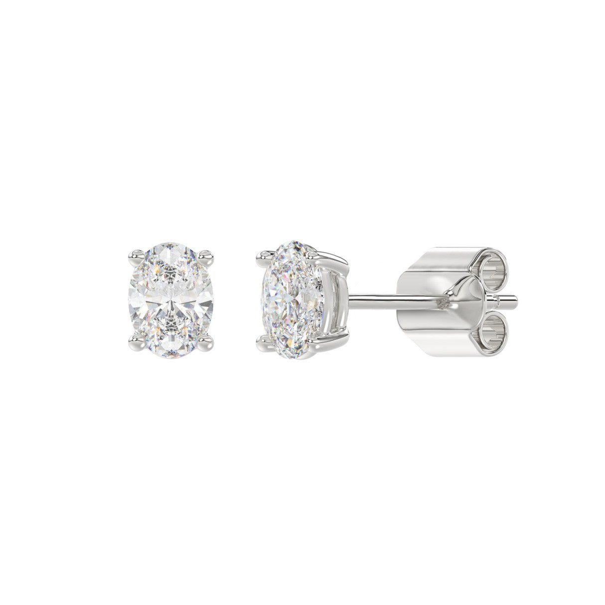 1 CT Lab-Grown Oval Diamond Stud Earrings – 14K White Gold – F-G VS