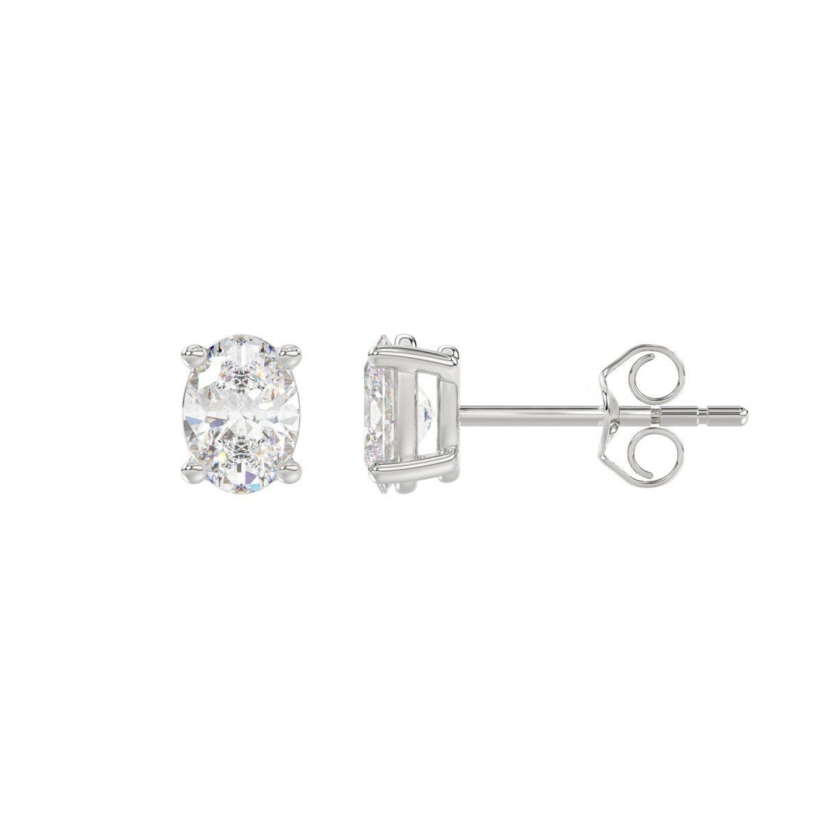 1 CT Lab-Grown Oval Diamond Stud Earrings – 14K White Gold – F-G VS