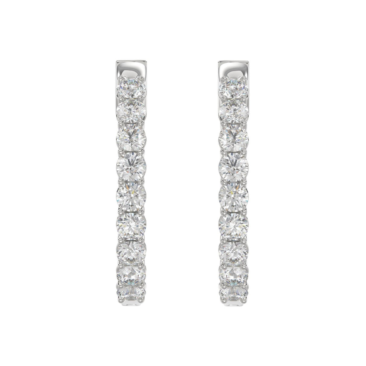 Inside-Out Round Hoop Earring - 14K White Gold - 3ct - Lab Grown